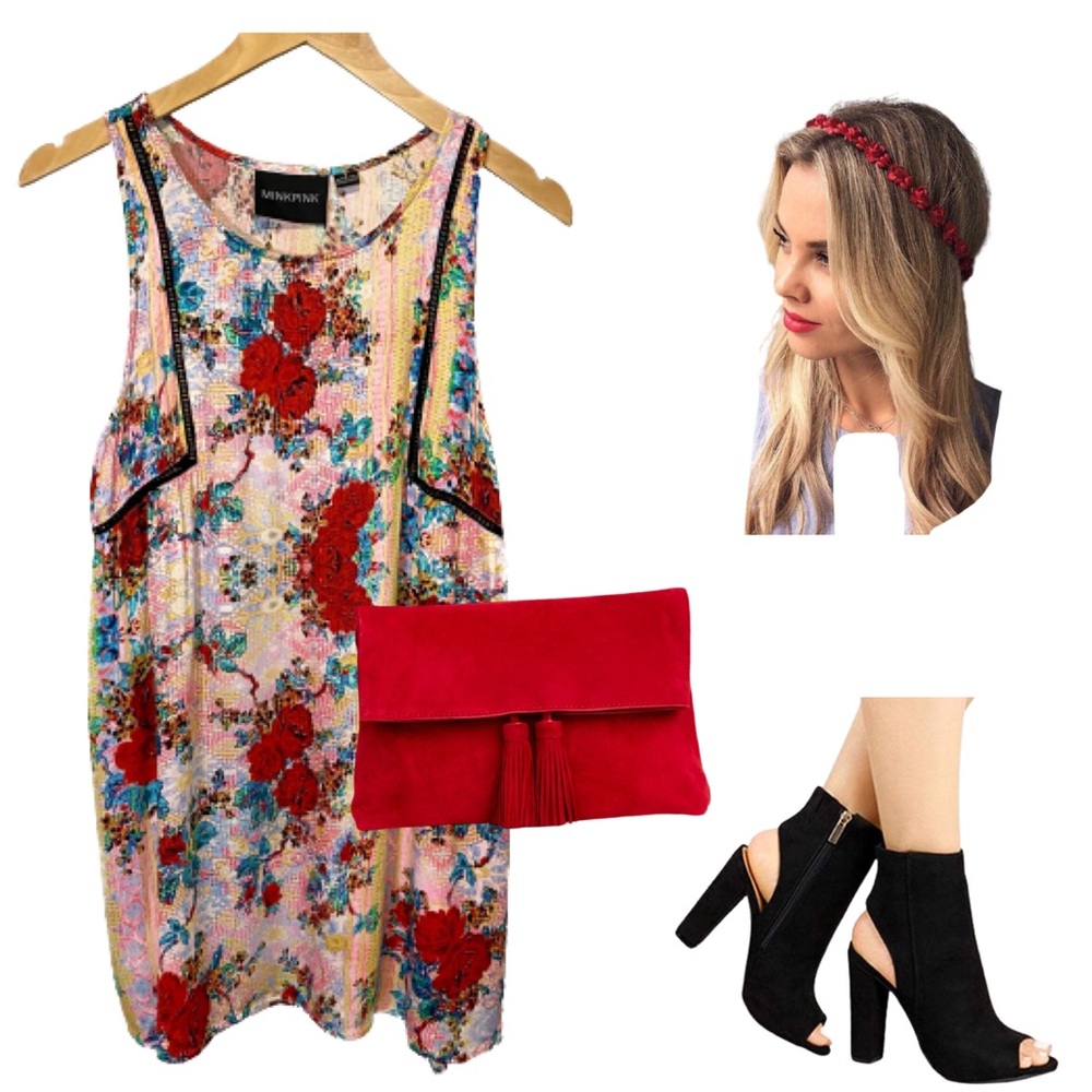 MINKPINK | Red Roses Floral Dress